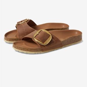 Birkenstock Madrid Buckle sandals in Cognac leather
